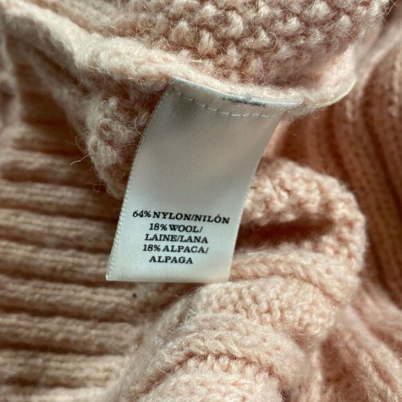 Ann Taylor Fisherman's Cable Alpaca Wool Blend High Low Sweater Pullover Pink S - Picture 9 of 9